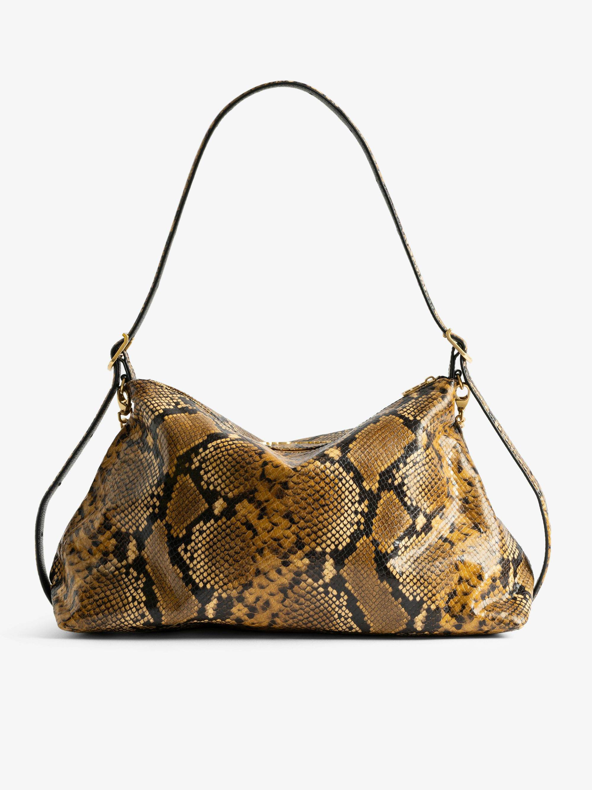 Jim Wild Bag - Soft python-effect leather bag adorned with a chain and rhinestone wing.